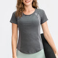 Camiseta Feminina de Yoga – Manga Curta, Rápida Secagem e Fitness