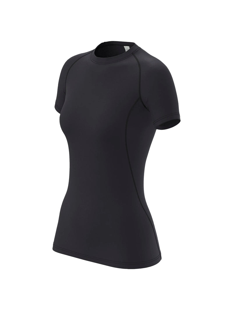 Camiseta Feminina de Compressão – Manga Curta, Rápida Secagem e FitnessO