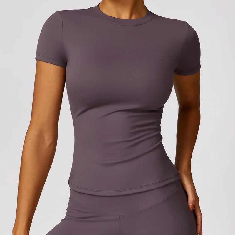Camiseta Feminina NCLAGEN – Manga Curta, Respirável e Slim Fit