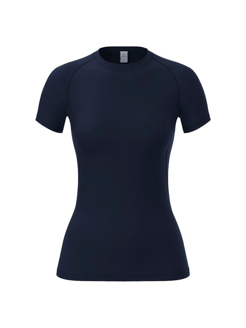 Camiseta Feminina de Compressão – Manga Curta, Rápida Secagem e FitnessO