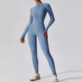 Conjunto Macacão Feminino com Zíper, Manga Longa, Roupa de Treino e Fitness