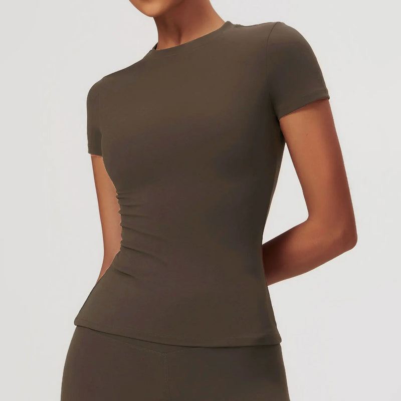 Camiseta Feminina NCLAGEN – Manga Curta, Respirável e Slim Fit