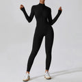 Conjunto Macacão Feminino com Zíper, Manga Longa, Roupa de Treino e Fitness