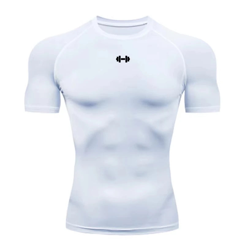 Camiseta Compressão Masculina – Para Verão, Corrida, Academia, Secagem Rápida e Elástica