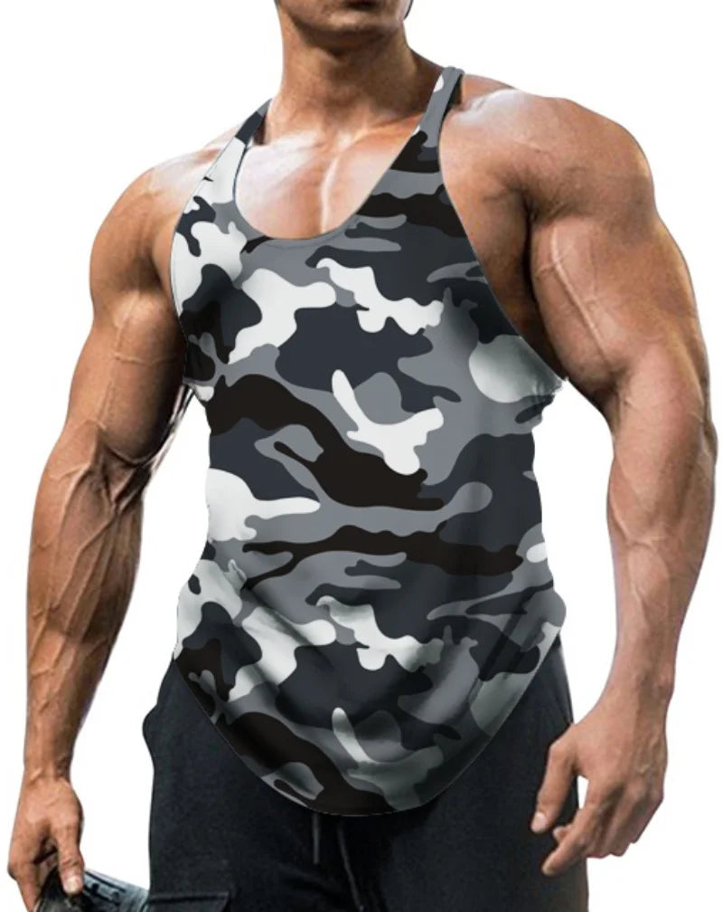 Regata Masculina Camuflada Vintage – Fitness, Treino e Esporte