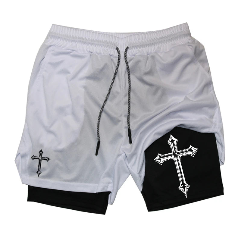 Short Masculino 2 em 1 Cross Print – Corrida, Academia e Treino