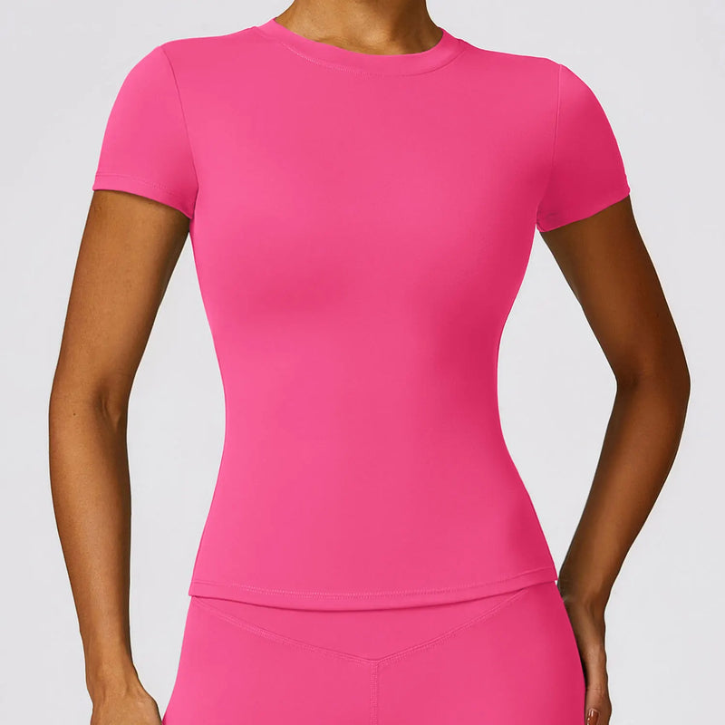Camiseta Feminina NCLAGEN – Manga Curta, Respirável e Slim Fit