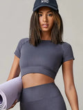 Top Feminino Seamless – Manga Curta, Fitness e Yoga