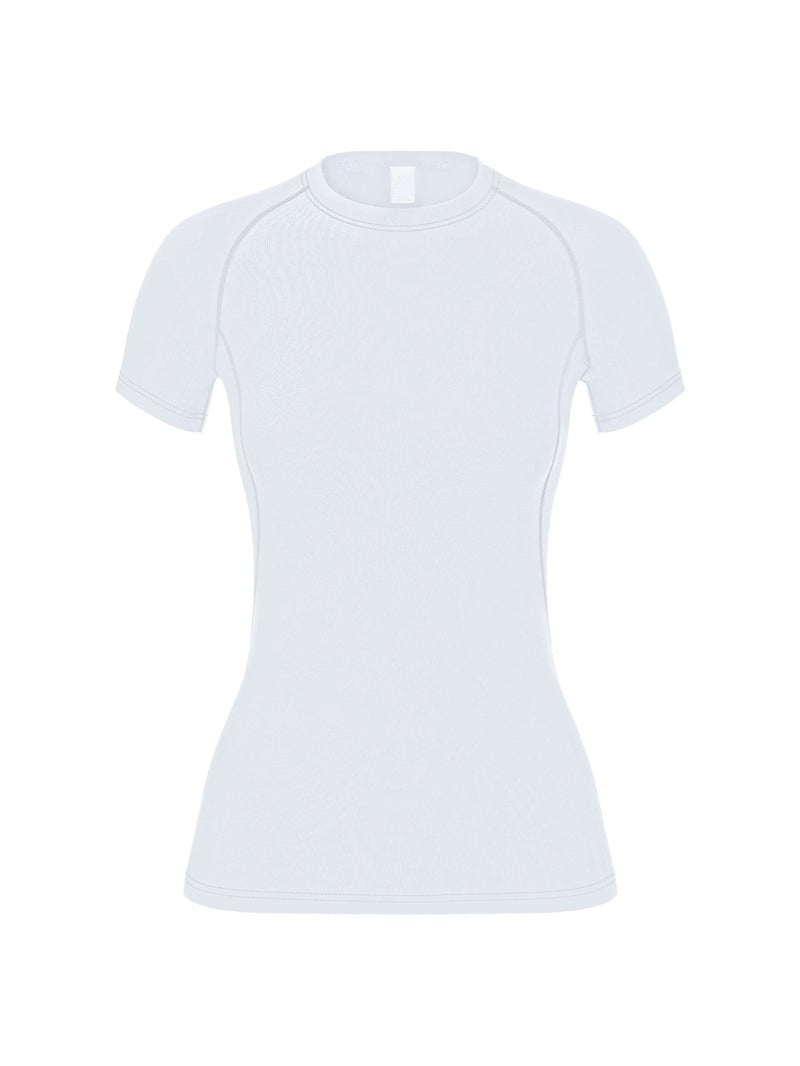Camiseta Feminina de Compressão – Manga Curta, Rápida Secagem e FitnessO