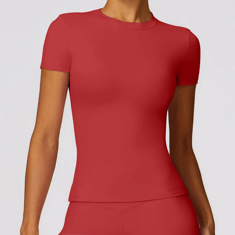 Camiseta Feminina NCLAGEN – Manga Curta, Respirável e Slim Fit