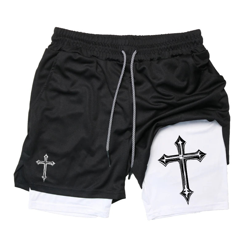 Short Masculino 2 em 1 Cross Print – Corrida, Academia e Treino