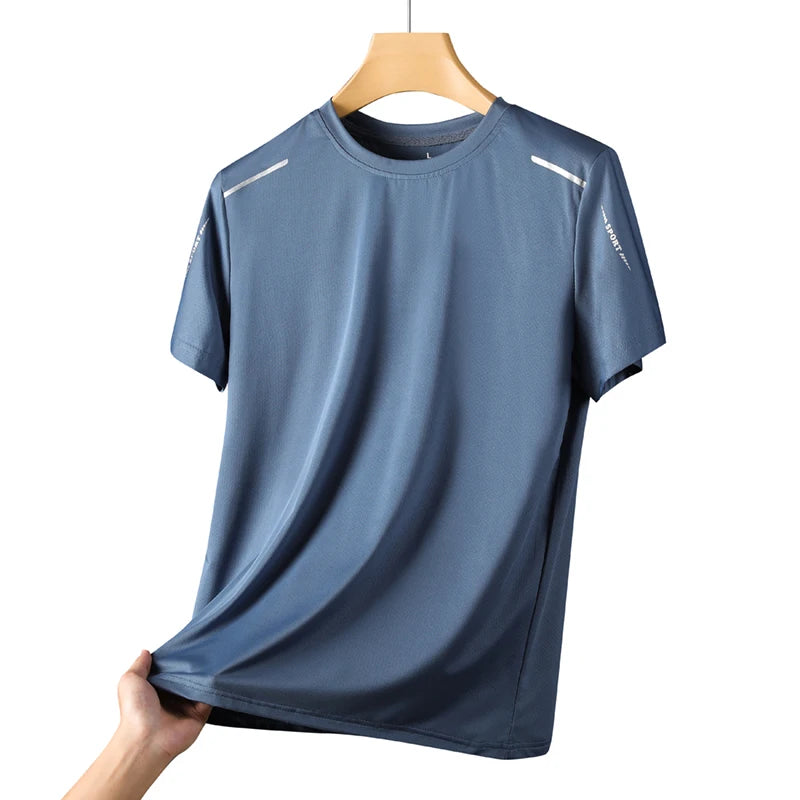 Camiseta Masculina para Corrida e Esportes ao Ar Livre – Secagem Rápida, Respirável, Macia e Elástica, Ideal para Caminhadas, Pesca e Verã