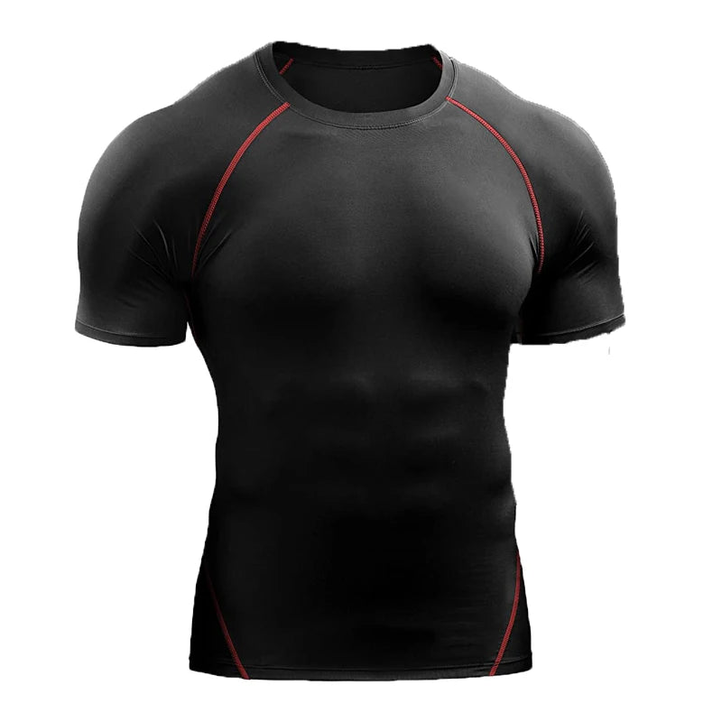 Camiseta Masculina de Compressão 2025 – Esportiva, Elástica, de Secagem Rápida para Corrida, Academia e Treinos