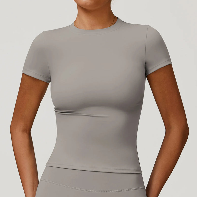 Camiseta Feminina NCLAGEN – Manga Curta, Respirável e Slim Fit