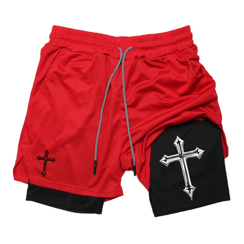Short Masculino 2 em 1 Cross Print – Corrida, Academia e Treino