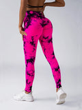 Calça Legging feminina tie-dye cintura alta, levanta bumbum, modela a barriga, push up, sem costura