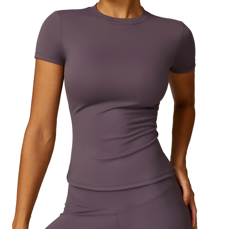 Camiseta Feminina NCLAGEN – Manga Curta, Respirável e Slim Fit