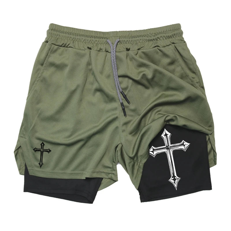Short Masculino 2 em 1 Cross Print – Corrida, Academia e Treino