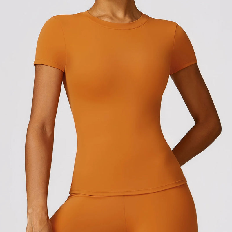Camiseta Feminina NCLAGEN – Manga Curta, Respirável e Slim Fit