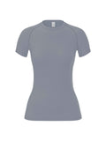 Camiseta Feminina de Compressão – Manga Curta, Rápida Secagem e FitnessO