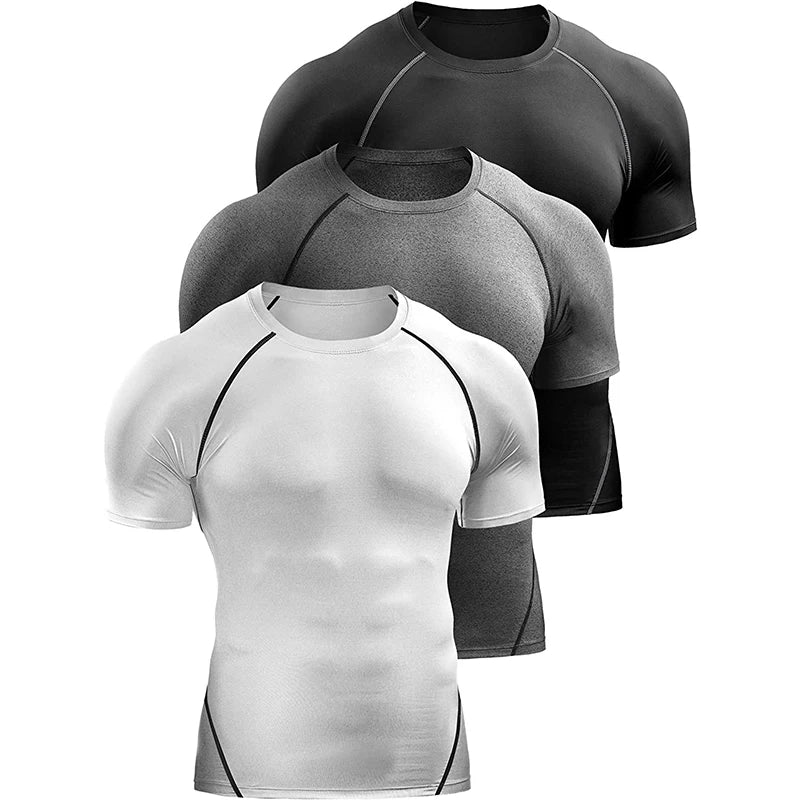 Camiseta Masculina de Compressão 2025 – Esportiva, Elástica, de Secagem Rápida para Corrida, Academia e Treinos