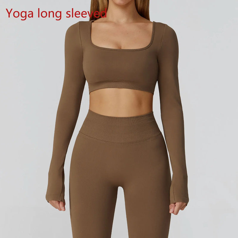 Top Feminino Seamless – Decote Quadrado, Manga Longa e Rápida Secagem
