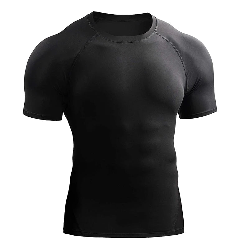 Camiseta Masculina de Compressão 2025 – Esportiva, Elástica, de Secagem Rápida para Corrida, Academia e Treinos