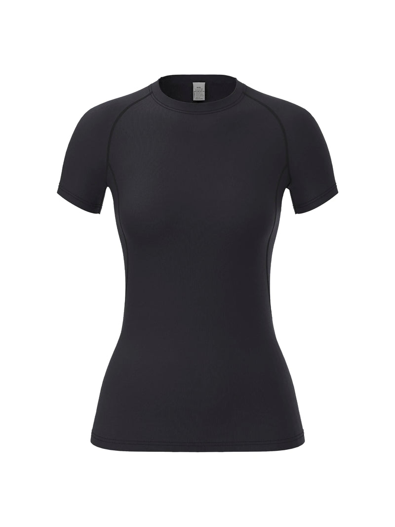 Camiseta Feminina de Compressão – Manga Curta, Rápida Secagem e FitnessO