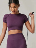 Top Feminino Seamless – Manga Curta, Fitness e Yoga