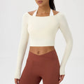 Camiseta Feminina Off Shoulder – Manga Longa, Rápida Secagem e Fitness