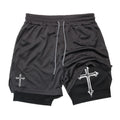 Short Masculino 2 em 1 Cross Print – Corrida, Academia e Treino