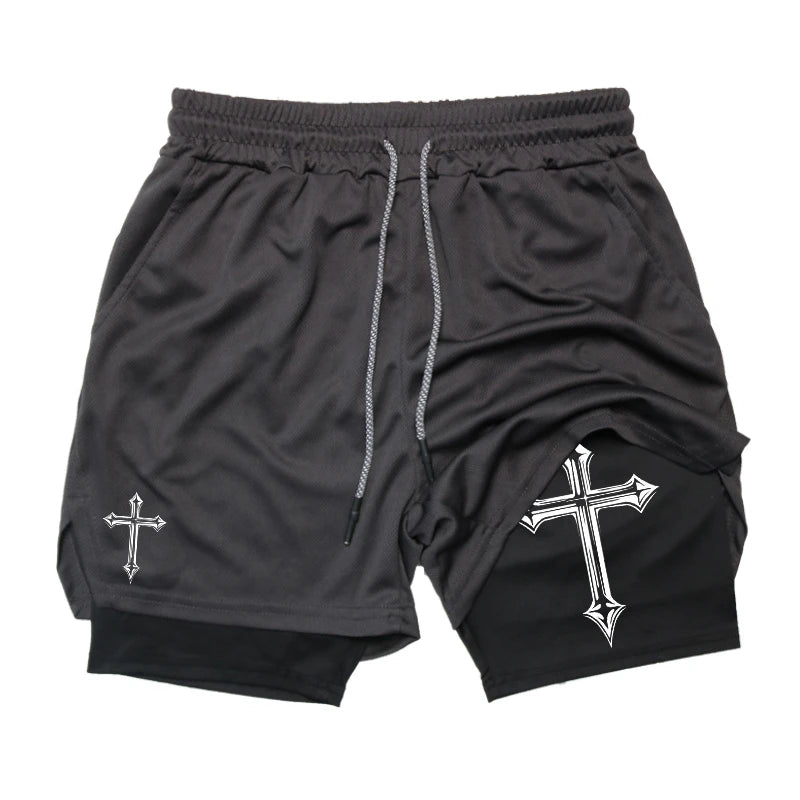 Short Masculino 2 em 1 Cross Print – Corrida, Academia e Treino