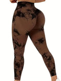 Calça Legging feminina tie-dye cintura alta, levanta bumbum, modela a barriga, push up, sem costura