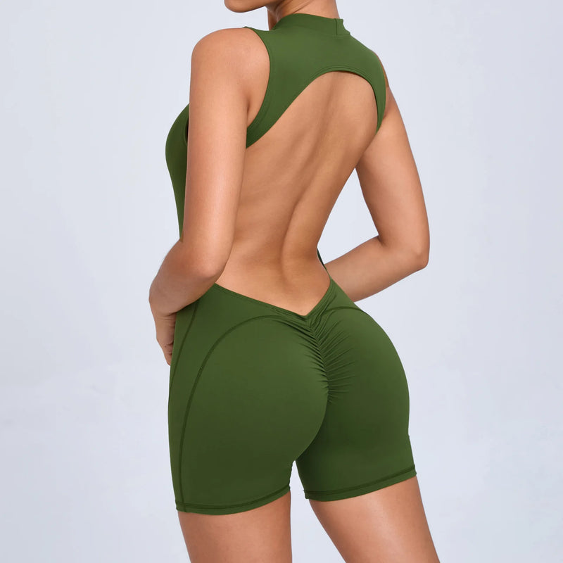 Conjunto Macacão Fitness Sem Mangas, Costa Aberta