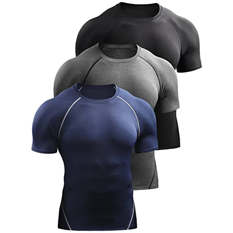 Camiseta Masculina de Compressão 2025 – Esportiva, Elástica, de Secagem Rápida para Corrida, Academia e Treinos
