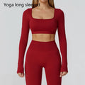 Top Feminino Seamless – Decote Quadrado, Manga Longa e Rápida Secagem