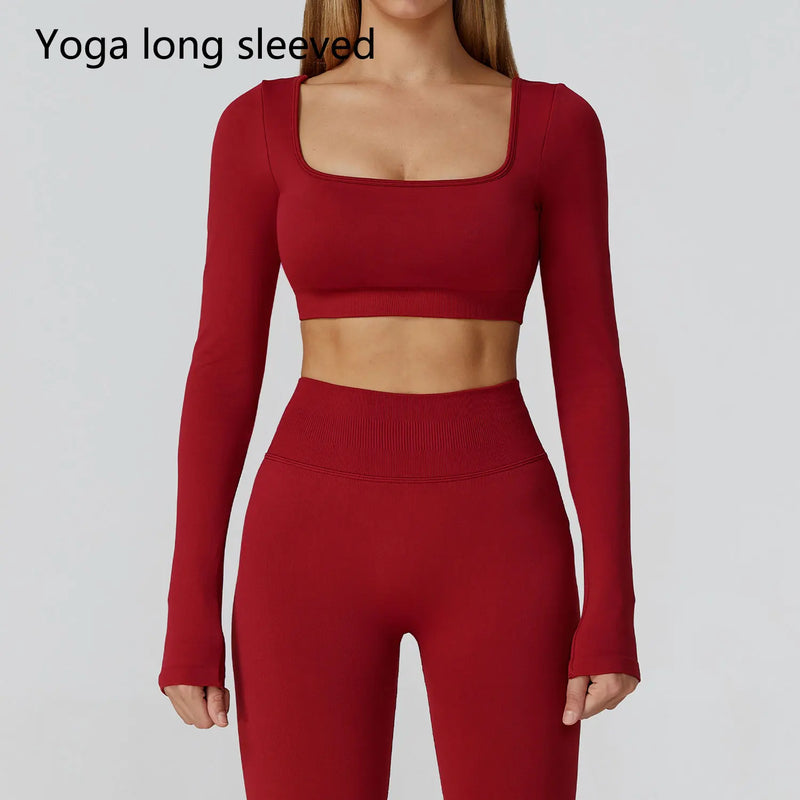 Top Feminino Seamless – Decote Quadrado, Manga Longa e Rápida Secagem