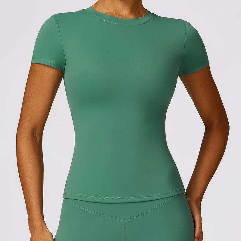 Camiseta Feminina NCLAGEN – Manga Curta, Respirável e Slim Fit