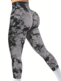Calça Legging feminina tie-dye cintura alta, levanta bumbum, modela a barriga, push up, sem costura