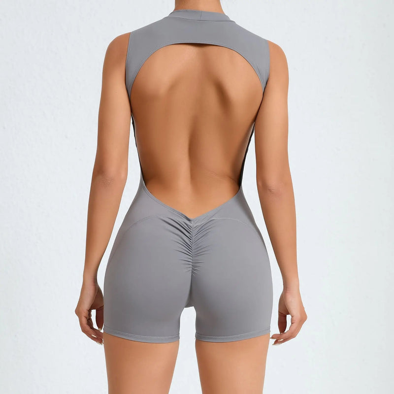 Conjunto Macacão Fitness Sem Mangas, Costa Aberta