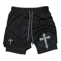 Short Masculino 2 em 1 Cross Print – Corrida, Academia e Treino