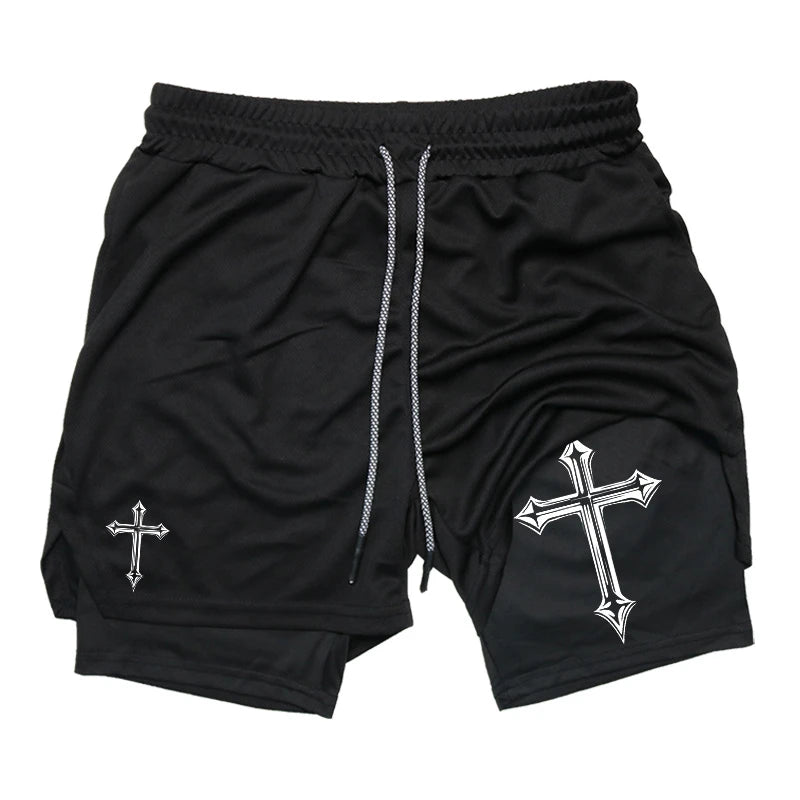 Short Masculino 2 em 1 Cross Print – Corrida, Academia e Treino