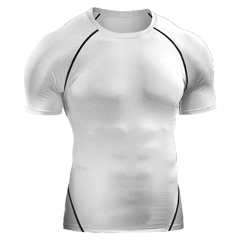 Camiseta Masculina de Compressão 2025 – Esportiva, Elástica, de Secagem Rápida para Corrida, Academia e Treinos