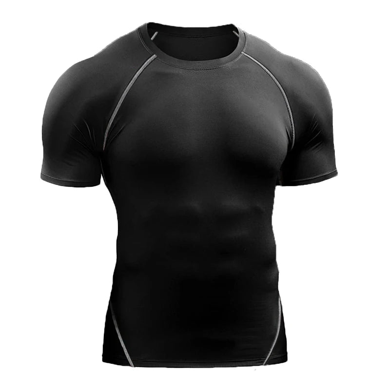 Camiseta Masculina de Compressão 2025 – Esportiva, Elástica, de Secagem Rápida para Corrida, Academia e Treinos